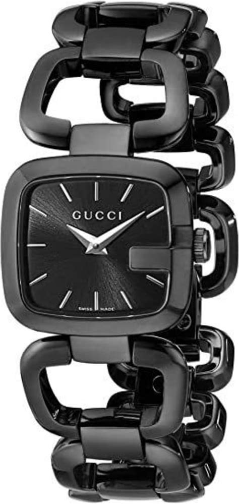 gucci women's g-gucci ya125504 black stainless-steel swiss quartz fashion watch|Gucci G Ladies Quartz 125 G Series Black Dial Bracelet Watch .